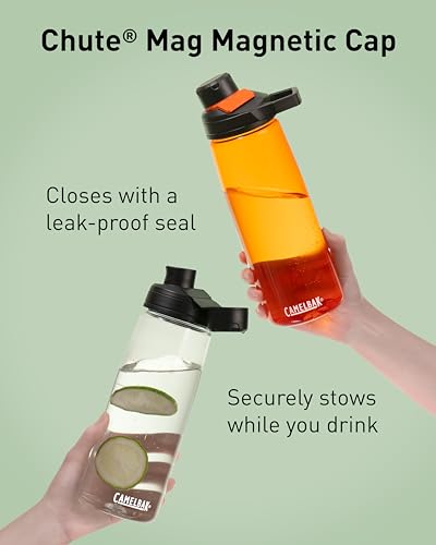 CamelBak Chute Mag Water Bottle with Magnetic Leak‑Resistant Cap, Lightweight Tritan Design for Everyday Hydration - color: Charcoal, size: 32 Ounces