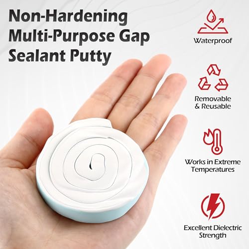 1 Pack Moldable Silicone Putty 1.5 ft x 0.32 in White | Non Hardening Multi Purpose Duct Seal for Metal, Glass, Wood, Ceramic, Crafts, Heat Resistant and Waterproof - color: White