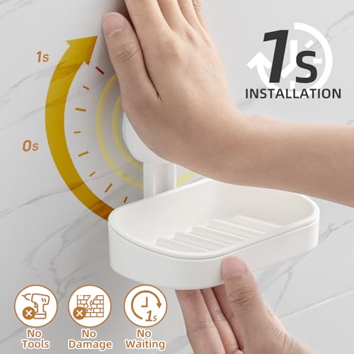 LEVERLOC Soap Holder, Soap Dish for Shower, Suction Cup Bar Soap Holder - style: 1 tier