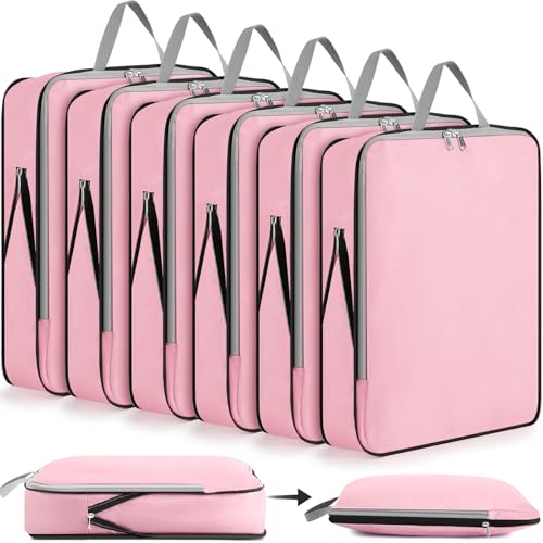 Hosuly 6 Pcs Compression Packing Cubes, 17.3 x 12.6'', Pink - color: Pink