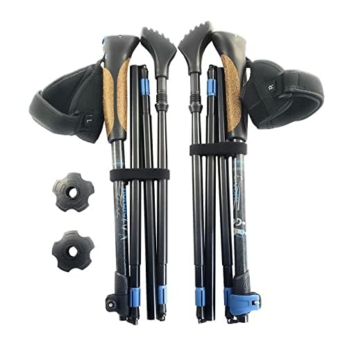 Ultralight Folding Walking Poles - Travel Ready - with Rubber Feet, Baskets, and Bag - size: Heights under 5'3", style: Nordic Grips