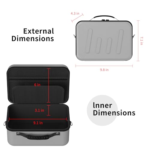 Hard Shell Camera Case Compatible with Canon EOS Rebel T7/R50/R100 and More DSLR & Mirrorless Cameras – Portable Travel Bag with Adjustable Dividers, Mesh Pocket & Shoulder Strap (Grey) - color: Grey