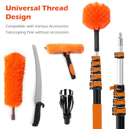 AgiiMan 30FT Reach Telescoping Pole - 5 to 24FT Extension Pole, Portable Aluminum Telescoping Rod with Easy Flip Lock, Paint Roller Extension Poles for Paint Dusting, Window Cleaning - size: 5FT-24FT