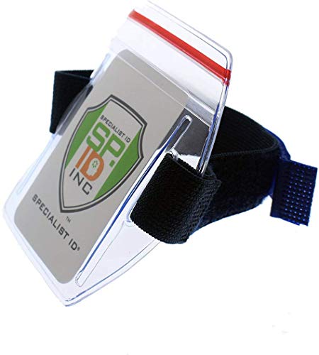 Bulk 25 Pack - Heavy Duty Water Resistant Armband ID Badge Holder with Resealable Red Zip & Rugged Adjustable Arm Band (Perfect Arm Ski Pass Holder for Lift Ticket) Secure Top Load by Specialist ID - size: 25 Pack