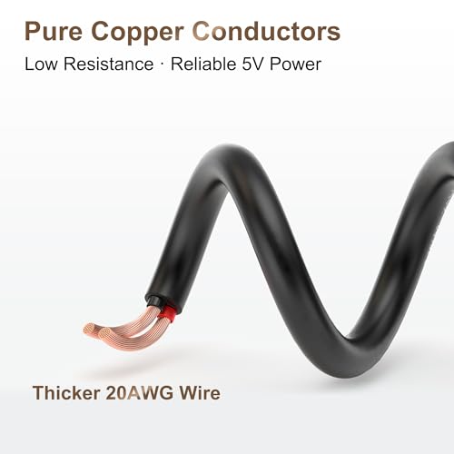 USB-C Power Pigtail to Bare Wire 20AWG 5V 5A Cable 1M 3.3ft 1 Pack