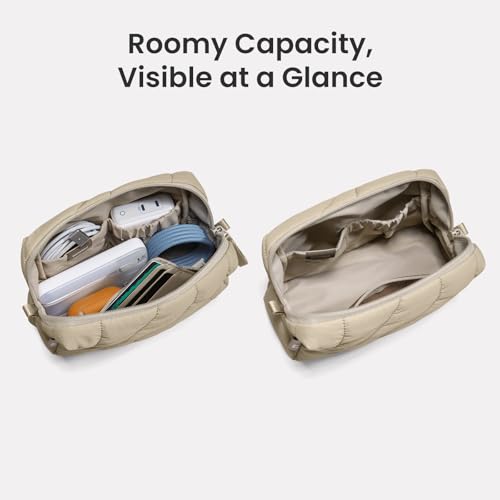 tomtoc Electronics Organizer Travel Case, Soft Puffy Accessory Tech Case - color: Dune Shade