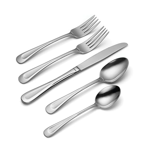 Oneida Silverware Set For 8, Satin Sand Dune 45-Piece Everyday Flatware Set with Serving Utensils,Service For 8, 18/0 Stainless Steel Silverware, Knives Spoons and Forks (Silver, 45 Piece) (Pack of 3) - size: 45 Piece (Pack of 3), style: 45-Piece Flatware