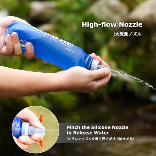 YAPJEB Soft Flask Collapsible Water Bottles, TPU Soft Water Bottle Folding Flask for Hydration Pack, BPA Free Folding Water Bottle Ideal for Cycling - color: 500ml/16.9oz - 2 Pack with Straws