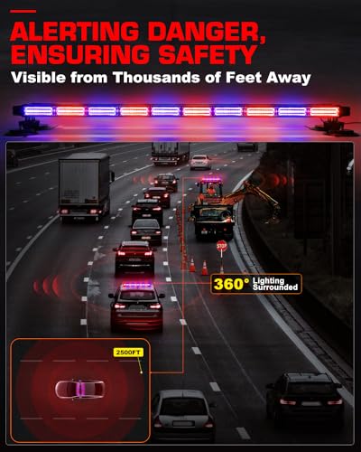 42" 206 LED Rooftop Emergency Traffic Advisor Lights Tow Truck Light bar w/Magnetic Base for Safety Construction Vehicles Trucks Pickup Snowplow Plice Fire Truck, Red/Blue - color: #04 Red/ Blue