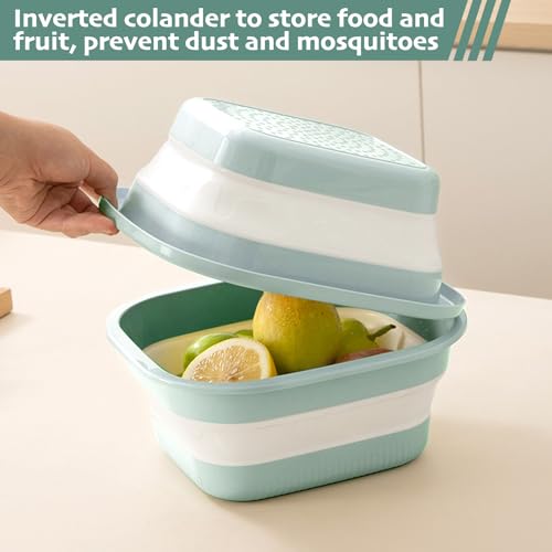 Collapsible Colander and Sink Basin Set - 2 in 1 Collapsible Colander Strainer with Collapsible Wash Basin for Kitchen, RV Camping, Foldable Fruit Vegetable Washing Basket, 4 QT, Blue - color: Blue, size: M-4QT