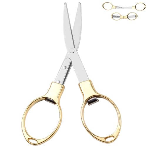 Mini Folding Scissors (Gold Stainless Steel) Safe, Durable, and Portable for Travel, Outdoor Activities, Office, and School Use - color: 1pcs Gold