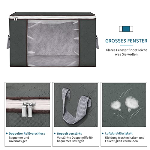 90L Large Storage Bags, 4 Pack Clothes Storage Bins Closet Organizers - color: Grey, size: 4 Pack-90L