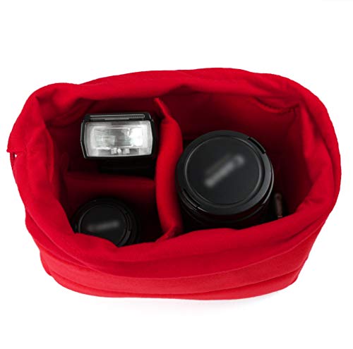 Koolertron Shockproof Camera Photo Bag for SLR TLR Camera Insert Partition Padded Case,Can be Put Directly Into the SLR Camera Bag With Freely Adjustable Compartment - color: Red