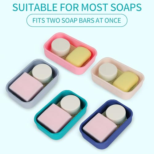 Leak Proof Travel Soap Case,Large Silicone Travel Soap Holder,Portable Soap Box with Drainage Layer,Bathroom Shatter Proof,Suitable for Travel, Bathroom, Camping, Gym(Green) - color: Green