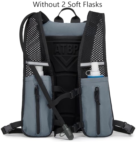 Running Hydration Vest Pack Tactical 3L Water Bladder Backpack Bag for Cycling Marathon Hiking Daypack Men & Women - color: Grey Gray