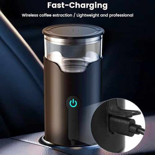 HomeBeyond Portable Electric Espresso Machine, Travel Coffee Maker with Rechargeable Battery, Compatible with Ground Coffee & Capsules (American K-cup & Italian N) for Travel, Camping, Car & Office