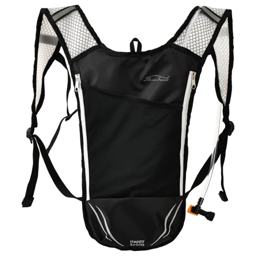 2 Pack Hydration Pack with 2L Backpack Water Bladder - Great for Outdoor Sports of Running Hiking Camping Cycling Skiing - color: (Grey zipper)Black pack with bladder