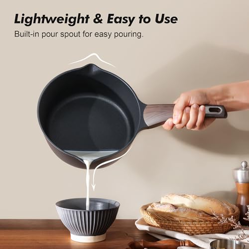 SENSARTE 2.0 & 3.0 Quart Sauce Pan Sets with Lid, Cooking Pots Set, Nonstick Saucepan Set with Pour Spout, Small Kitchen Pot, Non toxic Saucepot, Induction Comptable, Easy to Clean, PFOA Free - color: Classic Black, size: 2.0 + 3.0 Quarts