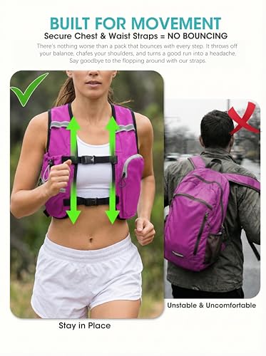 Foldable Small Hiking Backpack with 3 Strap Pockets – Lightweight 300D Spill-proof Daypack for Men Women – Packable Small Travel Backpack with Chest Strap & Trekking Pole Holder – Durable Outdoor Bag - color: Rosered-