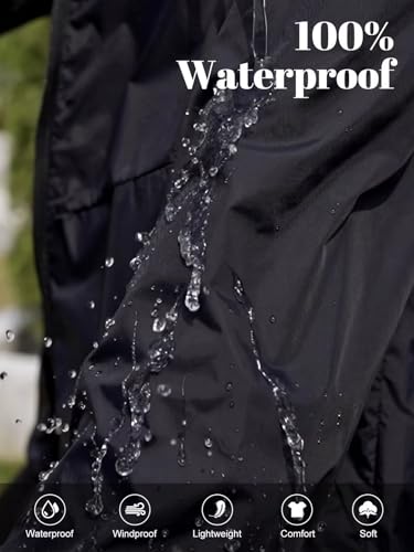 CRIPOM Light Weight Rain Jacket Women Waterproof Windbreaker Travel Rain Coats for Women Packable S-XXL - color: Black, size: X-Large