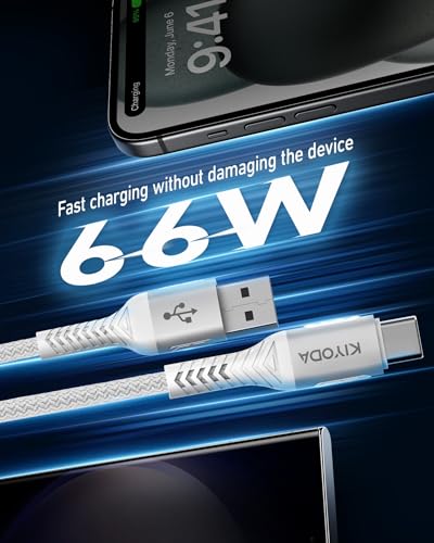 Coiled USB to USB C Cable for Car 3FT/6FT USBC Cables Fast Charging Braided | USB-A to USB-C Phone Charger Cord USB Type C Cable for iPhone 17 16 15 Pro Max, Samsung Galaxy S24 S23-2Pack Silver - color: Silver, size: 3FT&6FT, style: USB A to USB C