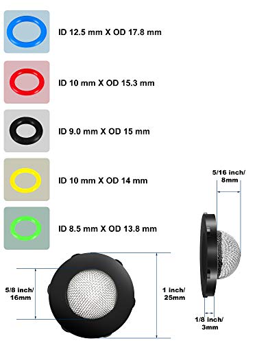 Tatuo 48 Pcs O-Ring Power Pressure Washer Kit 6 Sizes for Power, Gun | Rubber Washers Pressure Washer Gasket Rings Sealing Stainless Steel Filter for Power Pressure Washers, Pump, Wand