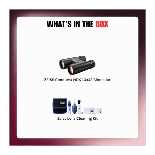 Zeiss Conquest HDX 10x42 Binocular Bundle (Black) | Cleaning Kit, fogproof, while the design provides excelle, waterproofness, including submersion in water