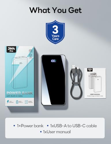 50000mAh Portable Charger, Built-in 4 Cables,22.5W Fast Charging Power Bank