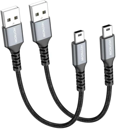Short Mini USB Cable 0.5FT 2Pack, 6 inch USB 2.0 to Mini USB Charger Cable | 5 Pin Mini B Cable for PS3 Controller, MP3/MP4 Player, Dash Cam, Garmin Nuvi GPS, Blue Yeti, GoPro Hero 3+ - size: 0.5FT