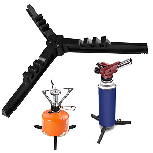 Folding Universal Fuel Can Canister Stand, Tripod Stabilizer for Camp Stove | Compact Butane Gas Tank Bracket, Plastic Cylinder Cartridge Holder, Footrest for Outdoor Hiking Stove