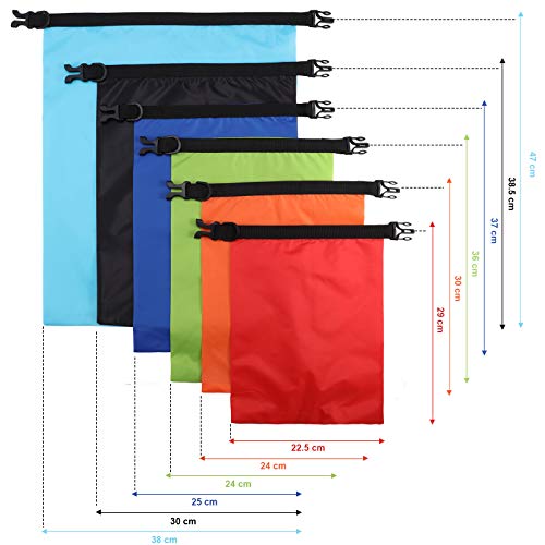 Shappy 6/12 Pcs Waterproof Dry Bags, Lightweight Outdoor Waterproof Dry Stuff Sacks 15/8/5/4/3/2 L and Long Adjustable Shoulder Strap for Kayaking Rafting Boating Hiking Camping - color: Colorful