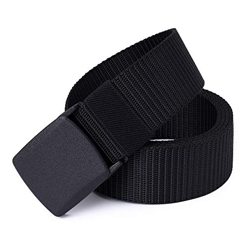 Mile High Life | Nylon Web Belt | Outdoor Military Belt | TSA Safe Buckle Plastic/Metal - color: Black-olive-navy
