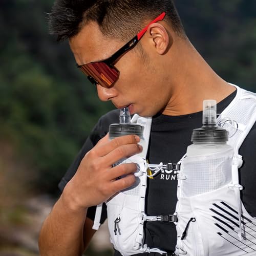 Running Water Bottle Handheld Plastic Flask Hydration Vest Packs Waist Belt Replacement for Runners Marathon Cycling Hiking - color: 03 Soft Flasks - White - 500ml/16.9oz - 2 Packs