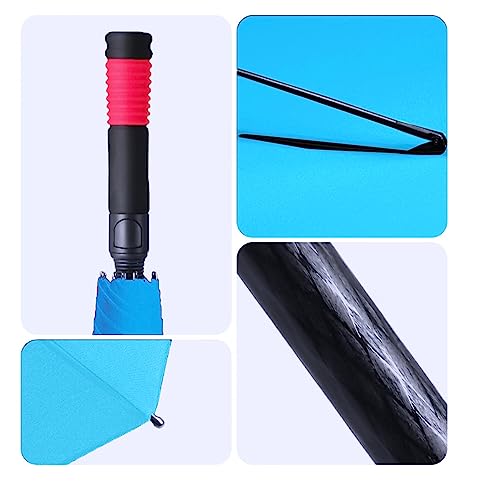 62/68/72 Inch Large Golf Umbrella Windproof Waterproof Auto Open | Oversized Double Canopy Vented, 210T Waterproof Pongee Fabric, Light Fiberglass Frame, Unique Red Foam Handle - color: Blue-Red Handle, size: 62"