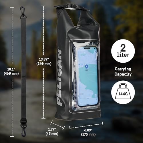 Pelican Marine IP68 Waterproof Dry Bag 2L with Phone Pouch/Case - Black - color: Stealth Black - 2L, size: 2L
