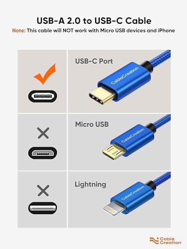 Short USB C to USB A 6inch,USB A to Type C Cord for iPhone/Laptop/Carplay | Anti Tear Braided, 0.5ft~10ft, 3A Fast Charging, 480Mbps, 56Kohm Pull-up Resistor,for Powerbank Cellphone Android Auto - color: Blue, size: 0.5FT