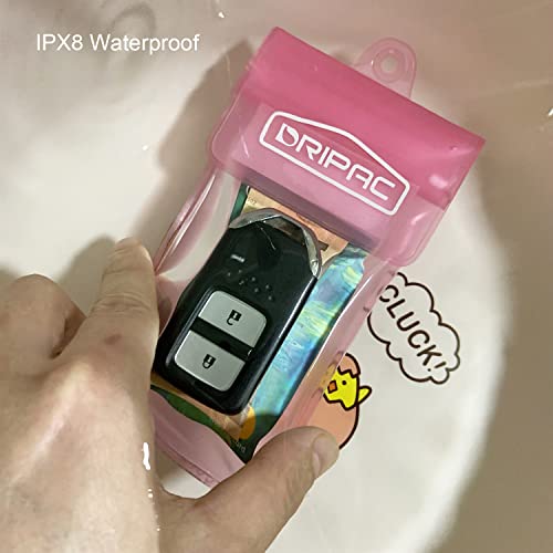 DRIPAC Waterproof Car Key FOB Case Bag Dry Holder Pouch For ID Badge Cash - color: Pink