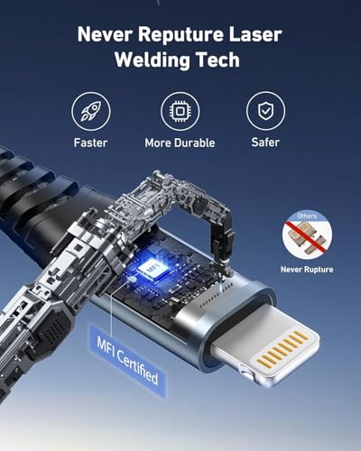 Short iPhone Charger Cable [Apple MFi Certified] Lightning Cable 1FT, 3Pack | Nylon Braided Heavy Duty Fast iPhone Charging Cord for iPhone 14 13 12 11 X XS XR SE 8 7 6, iPad Pro, Air, mini, iPod - Grey - color: Grey, size: 1FT, style: USB to Lightning