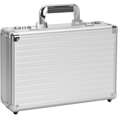 LOCKCURX Security Lock Boxes - 14.2 x 9.4 x 4.5 Inch Medium, Portable Locking Storage Totes with Dual Combination Locks, Medicine Lock Box, Lock Boxes for Personal Items, Cash & Briefcase - Silver - color: Silver, size: Medium