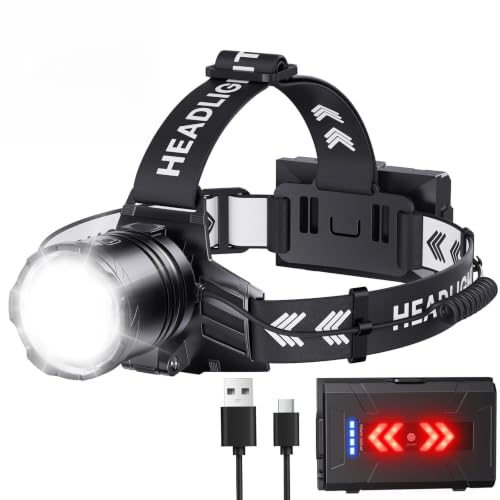 OMALIGHT Rechargeable Headlamp, Super Bright LED Headlamp, 5 Modes Zoomable - color: Black, size: 1pack