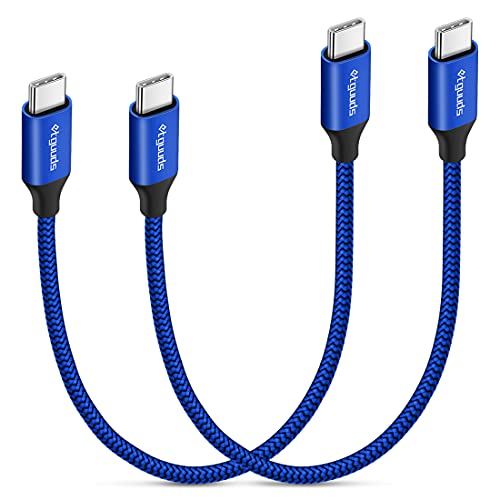 etguuds USB C to USB C Cable 1ft, 2-Pack 60W C to C Cable Fast Charging | for iPhone 17 16 15 Pro Max Plus Air, Samsung Galaxy S26 S25 S24 S23, USBC iPad MacBook Charger Cord Type C, Pixel, Blue - color: Blue, size: 1ft