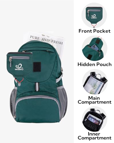 WATERFLY Small Lightweight Packable Backpack: 20l Ultra Light Foldable Travel Hiking Camping Daypack Day Pack for Man Woman | 20L,Recycled nylon material,Multi-compartment storage,Water-resistant,Everyday carry,Ultra Light Foldable Travel Day Pack - color