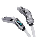 pzoz 4-in-1 Multi Charging Cable with LED Display, One Cable for USB-C & Lightning Devices, 140W Fast Charging Cord, USB A/C to USB C/Lightning for iPhone 17/16/15, iPad, MacBook, Samsung (5 ft) - style: 140W