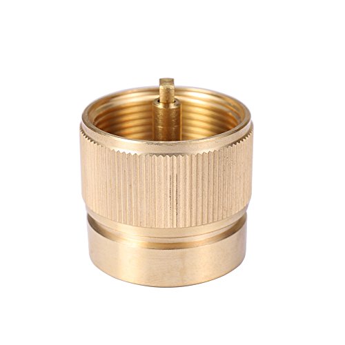 Camping Stove Adapter 1LB Propane Small Tank Input and a Lindal Valve EN417 Output Outdoor Cylinder LPG Canister Convert (Brass)