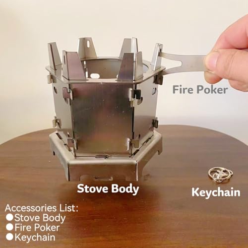 Portable Hexagonal Camping Stove - Slim Foldable Stainless Steel Card Stove, Compatible with Alcohol Burner & Wood, Lightweight Outdoor Cooking Stove, Space-Saving Flat-Pack Gear for Backpacking & BBQ