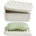 Portable Leakproof Travel Soap Case, Silicone Travel Soap Case, Compact Soap Holder with Drainage Layer, Travel Soap Holder for Camping, Gym, Outdoor (Rice-White) - color: Rice-white