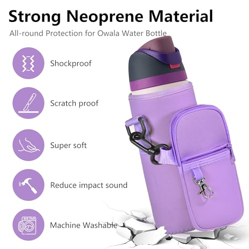 Water Bottle Carrier Bag with Strap, Fits Owala FreeSip 24/32 oz - color: Purple, size: 32 ounce