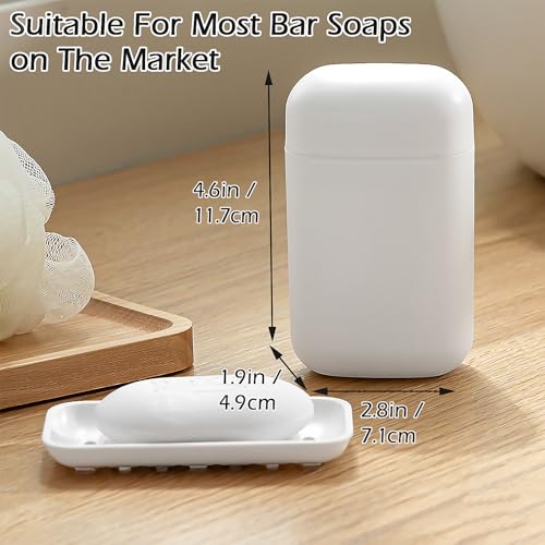 AIDIMMING Compact Travel Soap Case, Leakproof Soap Container with Lid, Portable Bar Soap Holder for Traveling, Soap Box for Bathroom, Shower, Gym, School, Camping, Vacation, Outdoor (White) - color: White