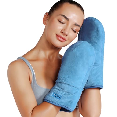 REVIX Heated Hand Mitts Warmers, Microwavable Heating Pad, SkyBlue | Microwave Hand Heating Mitts With Reusable Moist Warmth, Covering Hands And Wrists For Comfortable Home Use, 1 Pair - color: Skyblue
