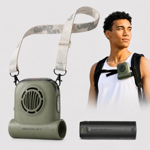 InoKraft Waist Fan with Swappable 4Ah Rechargeable Battery - color: Green - 1 Battery